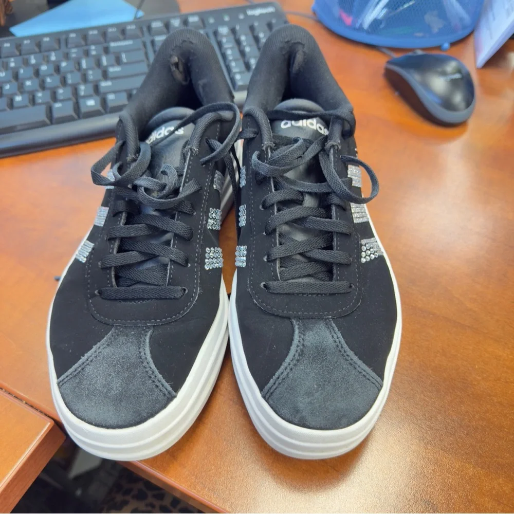 Adidas Black Sneakers‎ with Sparkling Accents size 8